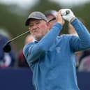 Peter Baker tees off on the 9th hole during the second round of the Senior Open Championship presented by Rolex at Carnoustie Golf Links. Picture: Kenny Smith/Getty Images.
