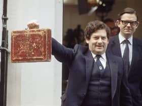 Nigel Lawson photographed on Budget Day in March 1984