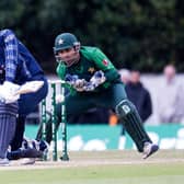 Scotland's Michael Leask in T20 action against Pakistan in June 2018 Photograph: SNS