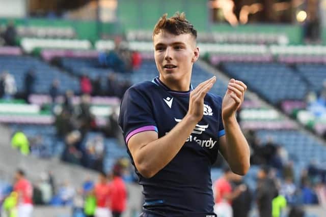 Jamie Dobie made his Scotland debut against Tonga in the Autumn Nations Series. (Photo by Ross MacDonald / SNS Group)