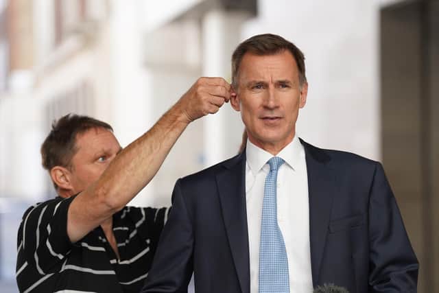 Jeremy Hunt doing a TV interview at BBC Broadcasting House in London. Picture: PA