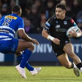 Sione Tuipulotu in action for Warriors during a United Rugby Championship match between Glasgow Warriors and DHL Stormers.