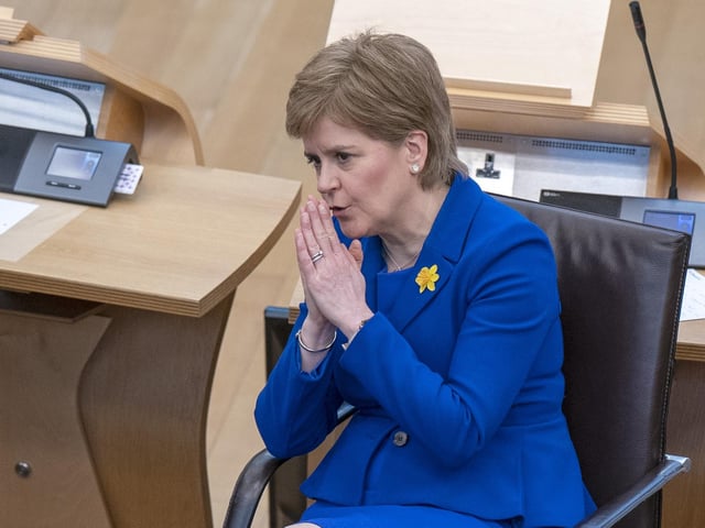 Outgoing First Minister Nicola Sturgeon in the main chamber after her last First Minster's Questions (FMQs) in the main chamber of the Scottish Parliament in Edinburgh.
