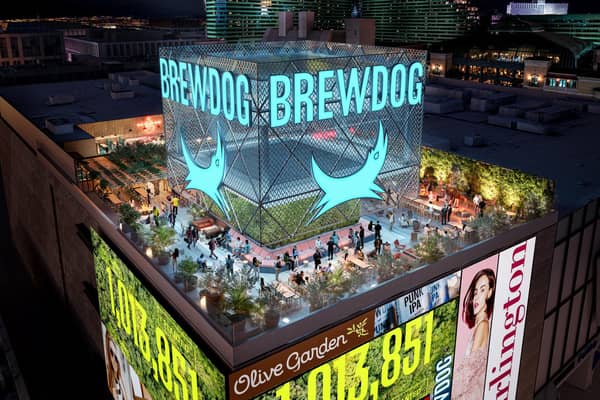 Located atop the iconic Showcase Mall on the Paradise Strip, opposite the MGM Park Casino, the BrewDog Las Vegas bar will feature a centralised 4,000-square-foot LED cube, with a custom fabricated 30-foot illuminated sign.