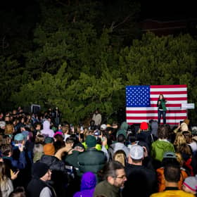 Michigan Governor Gretchen Whitmer speaks during a campaign rally at Michigan State University on November 07, 2022 in East Lansing, Michigan. With election day tomorrow, Gov. Whitmer made her last campaign stop in East Lansing. Whitmer is up against Republican gubernatorial candidate Tudor Dixon. Getty