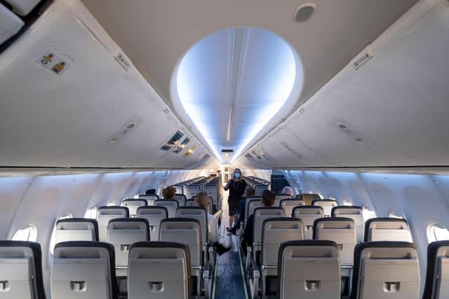 The interior of the aircraft includes recycled cabin walls. Picture: Boeing