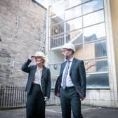 Alison Rose, chief executive of the NatWest Group visited the site with Gavin Reid, chief executive of the Scottish Chamber Orchestra visit the site of the new Dunard Centre in Edinburgh's New Town. Picture: Paul Chappells