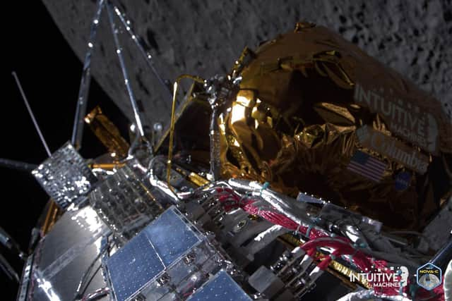 Odysseus passes over the near side of the Moon following lunar orbit during the IM-1 mission. Picture: Intuitive Machines/AFP via Getty Images