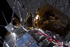 Odysseus passes over the near side of the Moon following lunar orbit during the IM-1 mission. Picture: Intuitive Machines/AFP via Getty Images