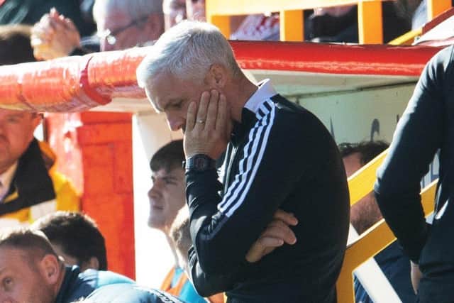 Aberdeen Manager Jim Goodwin during a cinch Premiership match between Aberdeen and Livingston at Pittodrie Stadium, on April 23, 2022, in Aberdeen, Scotland. (Photo by Ross Parker / SNS Group)