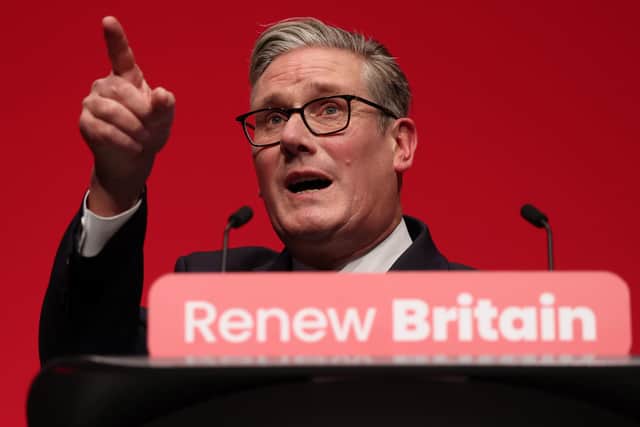 Prime Minister Keir Starmer addresses the Labour Conference at ACC Liverpool on September 30, 2025 in Liverpool, England. (Photo by Jeff J Mitchell/Getty Images)