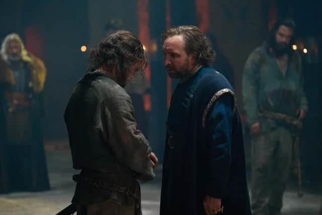 Iain De Caestecker as Arthur and Eddie Marsan as Uther Pendragon in The Winter King. Pic: Simon Ridgway