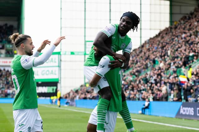 Myziane Maolida was one of Hibs' goalscorers during the win over Livingston at Easter Road.