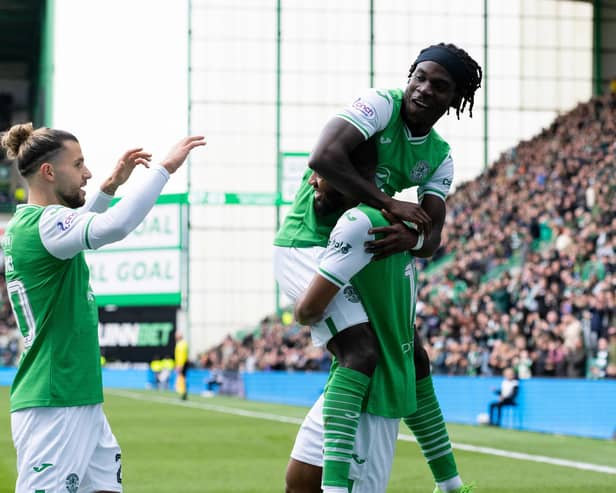 Myziane Maolida was one of Hibs' goalscorers during the win over Livingston at Easter Road.