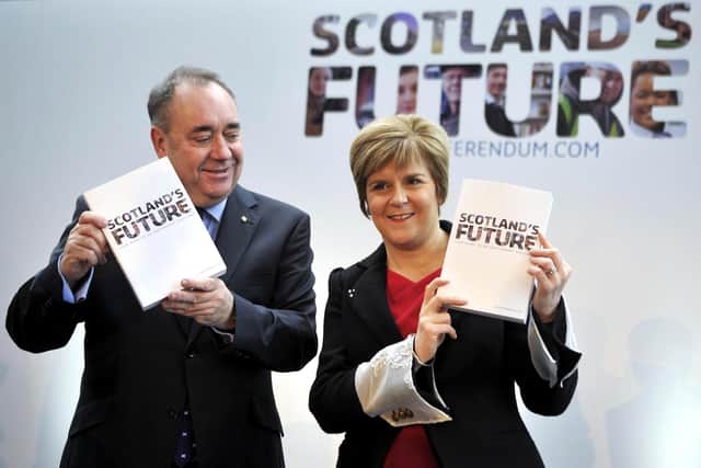 Alex Salmond and Nicola Sturgeon launch the Scottish government's White Paper on independence in 2013. Picture: Andy Buchanan/AFP via Getty Images