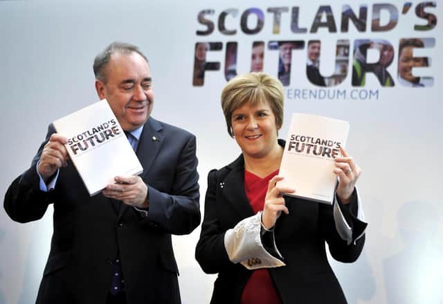 Alex Salmond and Nicola Sturgeon launch the Scottish government's White Paper on independence in 2013 (Picture: Andy Buchanan/AFP via Getty Images)