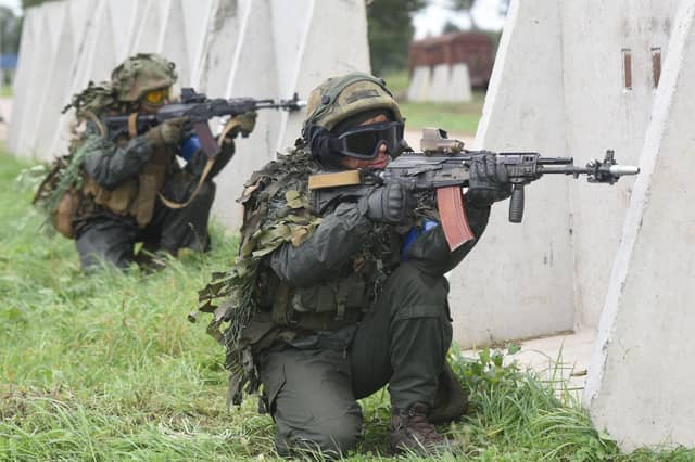 Ukrainian soldiers take part in military exercises with United States and other Nato forces nor far from Lviv in September (Picture: Yuriy Dyachyshyn/AFP via Getty Images)