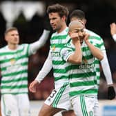 Celtic's Daizen Maeda's celebrates after making it 4-0 over Motherwell at Fir Park. (Photo by Craig Williamson / SNS Group)