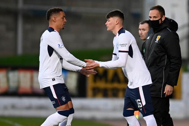 Nathan Patterson replaces James Tavernier in Wednesday's 1-1 draw with St Johnstone at McDiarmid Park. Picture: SNS