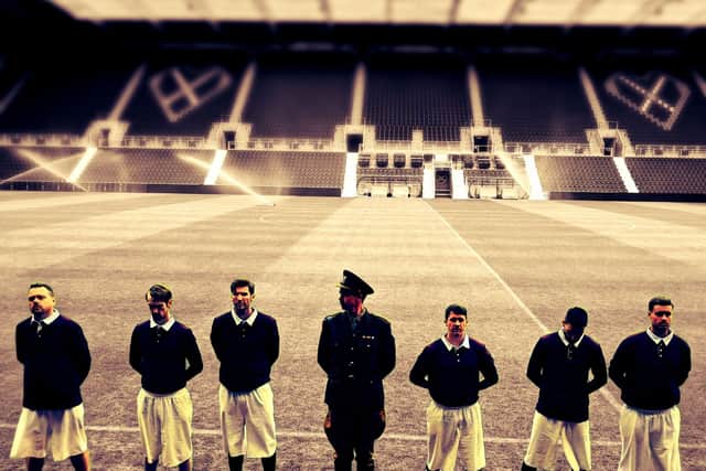 AWOTH (A War of Two Halves) - taken from the Original 2018 production @ Tynecastle Park. It replicates George McCrae's speech at the Usher Hall in 1915 where the Hearts players publicly volunteered.