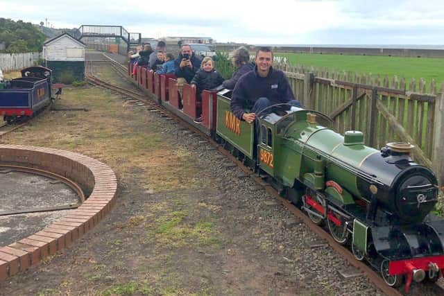 Owner John Kerr at the controls. Picture: Kerr's Miniature Railway