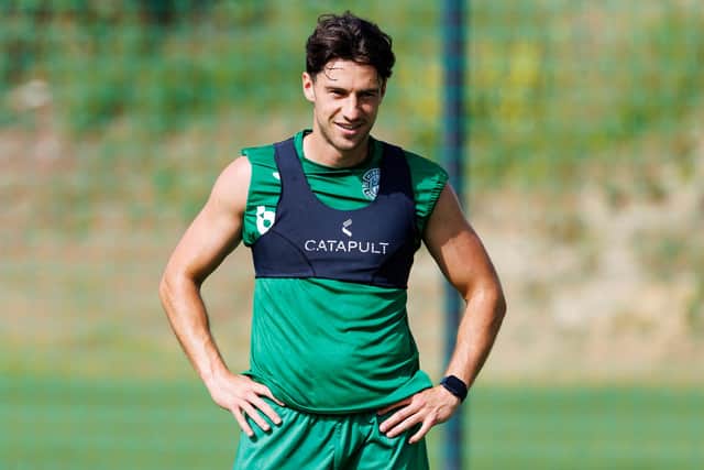 Joe Newell scored a late free-kick to halve Hibs' deficit in the Europa Conference League qualifier.