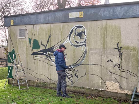 The goldfinch mural was created by Auchterhouse artist Ian Tayac.