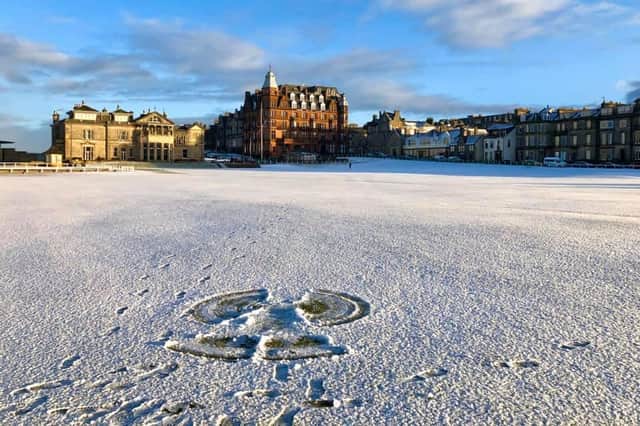 Snow over the Old Course. Pic: S Leith.