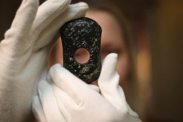 A pestle macehead recovered from the Tomb of the Eagles and now in the care of Orkney Museum. PIC: Orkney Isles Council/Orkney Photographic.