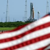 NASA's Artemis I rocket sits on launch pad 39B after the launch was scrubbed at Kennedy Space Center. Picture: Kevin Dietsch/Getty Images