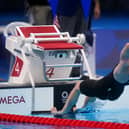 Great Britain's Kathleen Dawson slips as she pushes off the wall on the first leg of the Mixed 4 x 100m medley relay during the swimming event at the Tokyo 2020 Olympic Games in Japan last summer.