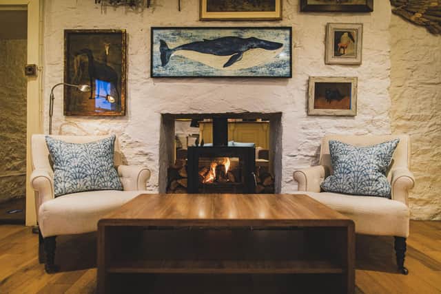The fireplace at The Pierhouse