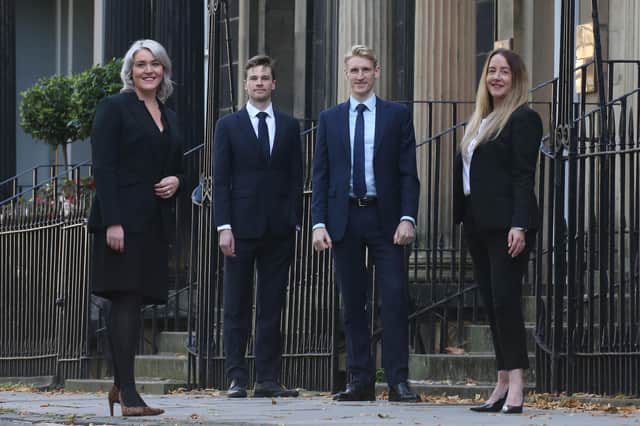 Promoted staff (from left) Danielle Edgar, Fionn Blair, Robin Turnbull and Laura McCabe. Picture: Stewart Attwood.