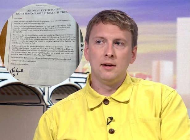 Joe Lycett has penned a full page advert in a newspaper inviting the former prime minister Liz Truss to appear on his new TV show.