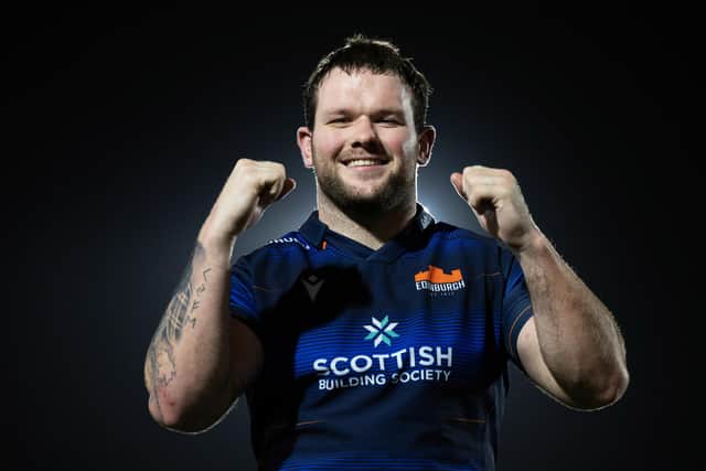 Edinburgh's Ewan Ashman celebrates the win on his club debut after scoring the match-winning try against Emirates Lions. (Photo by Ross Parker / SNS Group)
