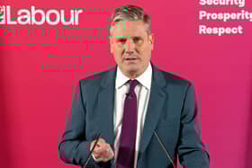 Labour leader Keir Starmer during a press conference at the headquarters of the Labour Party in Victoria, central London
