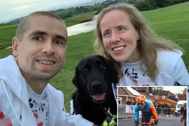 Neil Fachie OBE and Lora Fachie OBE and inset: Finn Crockett of Team Ribble Weldtite and Team Scotland.