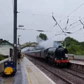 The Flying Scotsman made its way through Prestonpans at 7.50pm on Thursday evening (Photo: Ross Clark).