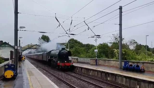 The Flying Scotsman made its way through Prestonpans at 7.50pm on Thursday evening (Photo: Ross Clark).