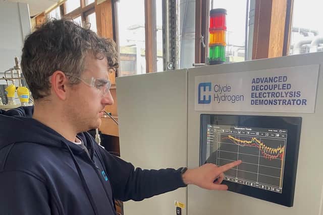 Clyde Hydrogen’s Dr Patrick McHugh operating the system control screen.