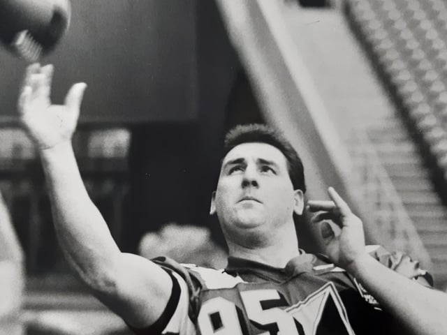 Don Edmonson of the Fifer 49ers in a Claymores top at Murrayfield