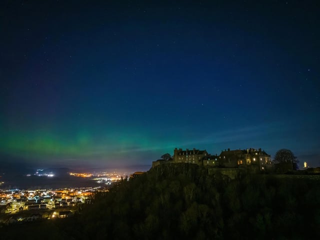 Drone imagery of the Northern Lights / Aurora Borealis over Stirling on Sunday evening (26th Feb) / Monday morning (27th Feb).