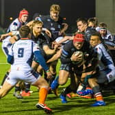Glasgow Warriors' George Turner forces his way over for a second-half try.