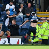 Dario Zanatta celebrates with Reghan Tumilty after scoring Raith Rovers' winner against Aberdeen.