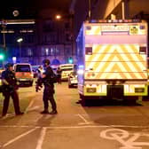 The scene outside the Manchester Arena in May 2017