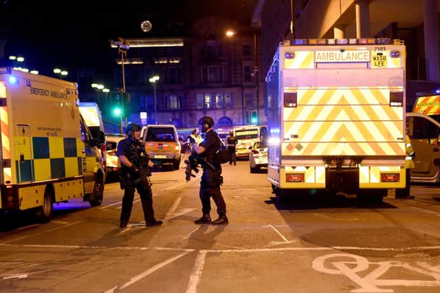 The scene outside the Manchester Arena in May 2017