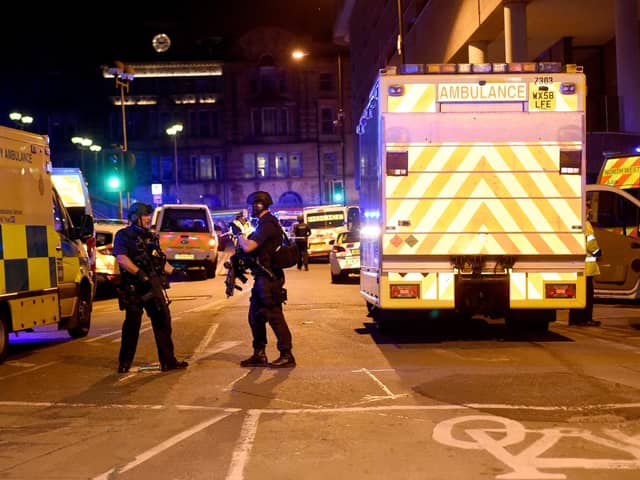 The scene outside the Manchester Arena in May 2017