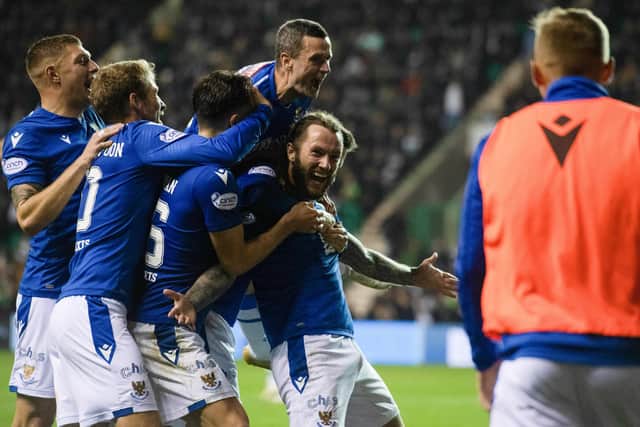 St Johnstone's Stevie May upstaged VAR. (Photo by Mark Scates / SNS Group)
