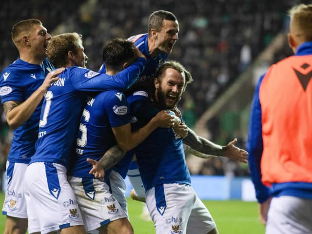 St Johnstone's Stevie May upstaged VAR.  (Photo by Mark Scates / SNS Group)