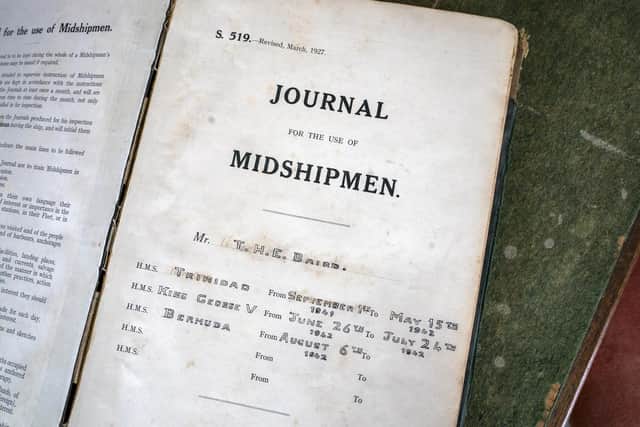 Pages of the World War II journal kept during the Arctic Convoys by Vice Admiral Sir Thomas Baird. Photo: Jane Barlow/PA Wire
